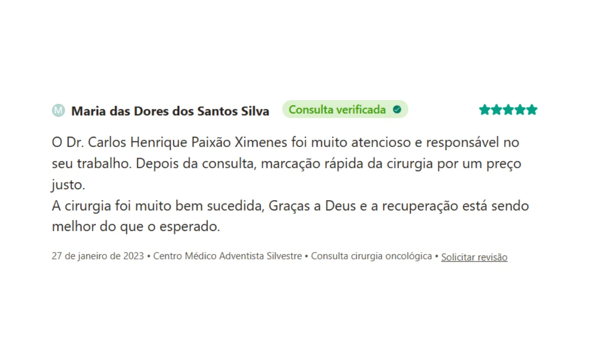 Avaliação de paciente no Google · 01